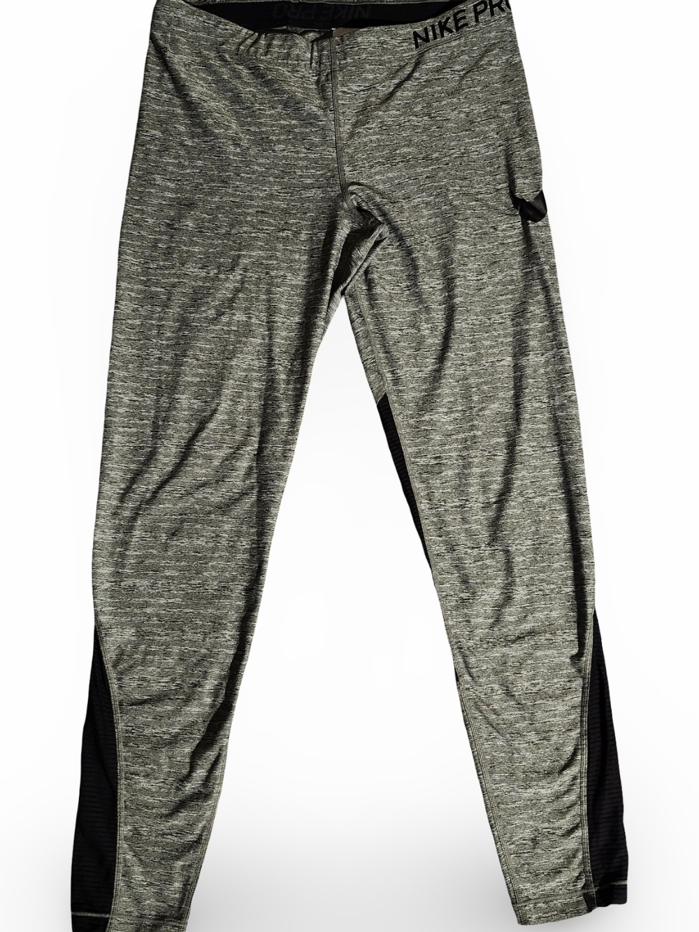 Nike Pro Dri-Fit Heather Gray Leggings with Black Panels Women's XL